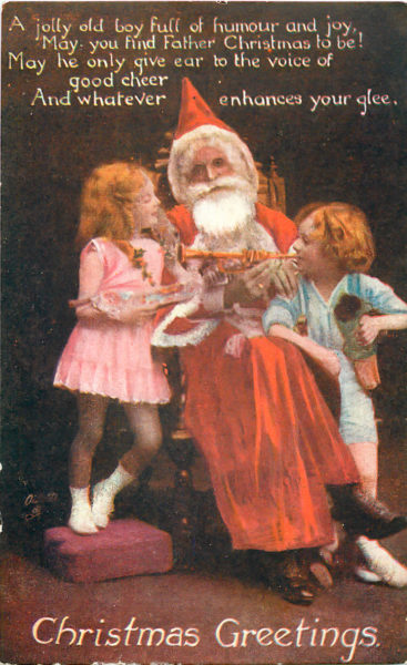 Father Christmas Tuck Photo Oilette postcard 1919 front