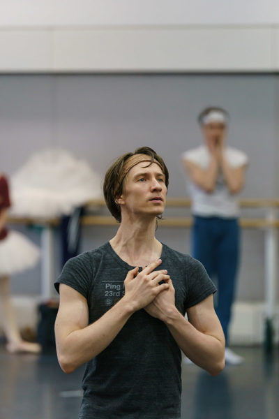 Vadim Muntagirov in rehearsal for Swan Lake