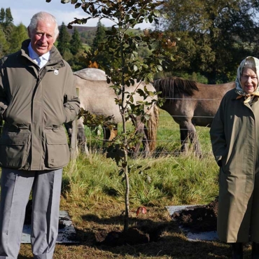 Королева и принц Чарльз посадили в Балморале дерево к платиновому юбилею правления Елизаветы II