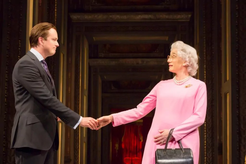 David Cameron (Mark Dexter) and The Queen (Kristin Scott Thomas) in The Audience. Photo credit Johan Persson