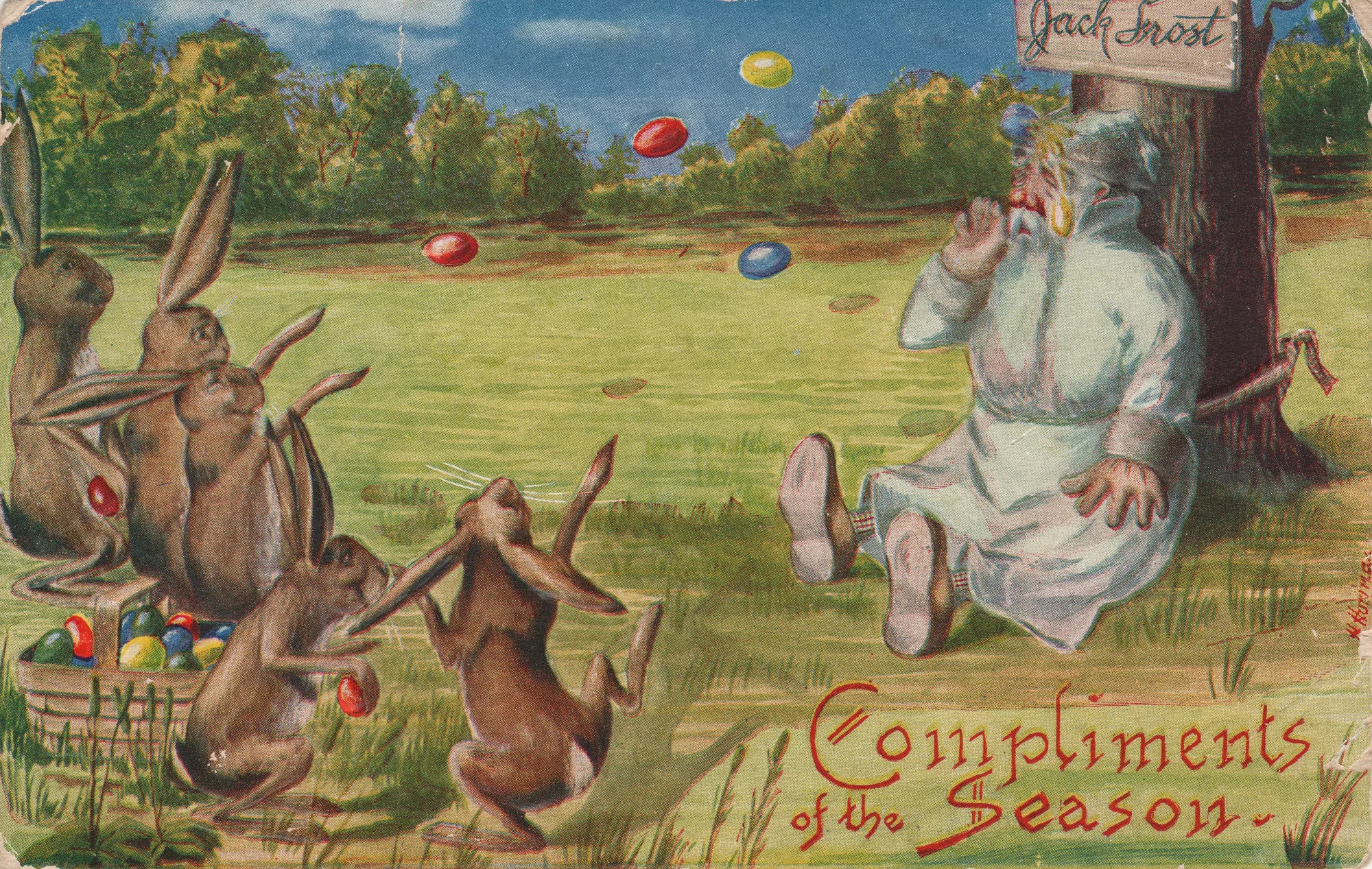 easter-rabbits-throwing-eggs-postcard
