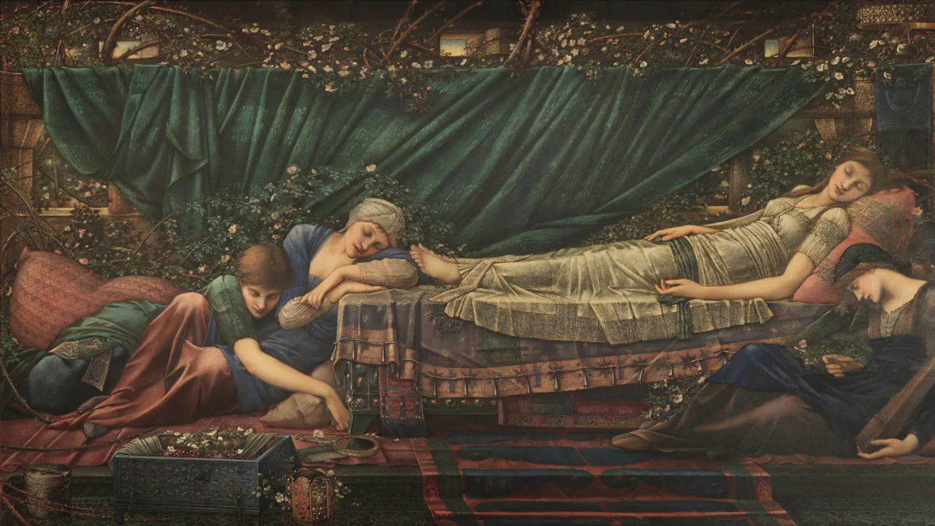 Эдвард Берн-Джонс. Розовая беседка (серия «Шиповник»), 1890